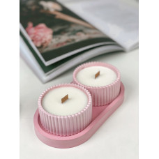 Набор ароматических соевых свечей в гипсовых кашпо Sky на подставке