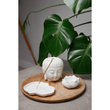Набір Дзен з ароматичною соєвою свічкою в кашпо ручної роботи з підставками для пахощів Сotton