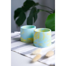 Набір гіпсових горщиків Minimal в техніці Marble для кактусів і сукулентів, ємність для заливки свічок
