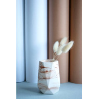 Скульптурная гипсовая ваза Cristal в технике Marble для сухоцветов или косметических кистей, объект фотозоны 7х10см Мрамор Беж