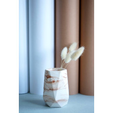 Скульптурна гіпсова ваза Cristal в техніці Marble для сухоцвітів або косметичних пензлів, об'єкт фотозони 7х10см Мармур Беж