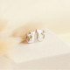 Серебряные сережки кошечки с фианитами, гвоздики, пусеты, 925 Проба