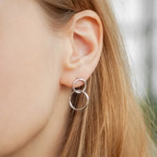 Серебряные сережки круги пусеты, вкрутки, 925 Проба