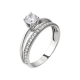 Серебряное двойное кольцо с фианитами,  925 Проба