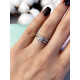 Серебряное двойное кольцо с фианитами,  925 Проба