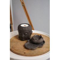 Набір Дзен з cоєвою свічкою з ефірними аромамаслами в гіпсовому кашпо Будда Verbena