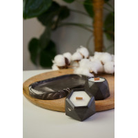 Набір ароматичних соєвих свічок в гіпсових кашпо Mini в техніці Marble на підставці Citrus & wood