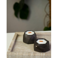 Набор ароматических соевых свечей в гипсовых кашпо Mini в технике Marble 2шт Сaramel popcorn