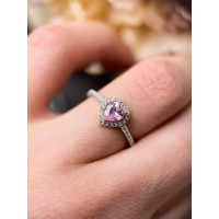 Серебряное кольцо с cердцем и фианитами в стиле Pandora, 925 Проба 17.5