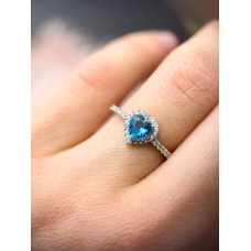 Серебряное кольцо с cердцем и фианитами в стиле Pandora, 925 Проба 17