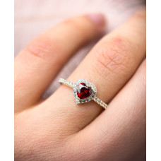 Серебряное кольцо с cердцем и фианитами в стиле Pandora, 925 Проба 18.5