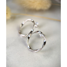 Серебряные сережки круги пусеты, вкрутки, 925 Проба
