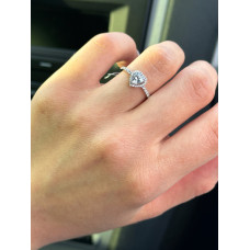Серебряное кольцо с cердцем и фианитами в стиле Pandora, 925 Проба 15.5