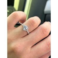Серебряное кольцо с cердцем и фианитами в стиле Pandora, 925 Проба 18