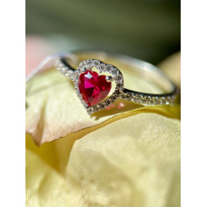 Серебряное кольцо с cердцем и фианитами в стиле Pandora, 925 Проба 18