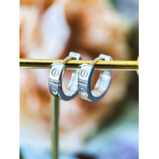 Срібні сережки конго  в стилі Cartier LOVE, 925 Проба