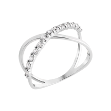 Серебряное двойное кольцо с фианитами,  925 Проба 17