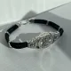 Черный серебряный браслет оберег со вставками узоров и изображением Святого Николая., 925 Проба,20 размер