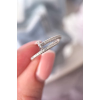 Серебряное кольцо Гвоздь с фианитами, 925 Проба 19