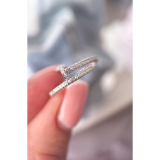 Серебряное кольцо Гвоздь с фианитами, 925 Проба 19