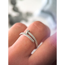 Серебряное кольцо Гвоздь с фианитами, 925 Проба 16
