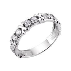 Серебряное кольцо Класический шик с фианитами, 925 Проба 16.5