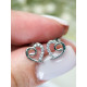 Серебряные родированные серьги-гвоздики “Сердечки” с белыми фианитами, 925 проба