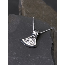 Срібний підвіс, кулон Сокира з символом Шолом жаху, кулон, амулет, талісман, підвіс зі срібла 925 Проба