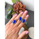 Комплект прикрас зі срібла 925 проби з натуральним агатом: сережки та каблучка синій агат 20 розмір