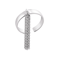 Серебряное кольцо  гладкое с цепочками, 925 Проба 18.5