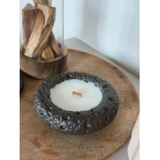 Ароматизована соєва свічка Moon в кашпо, еко свічка з дерев’яним гнотом, Vanilla Cheesecake